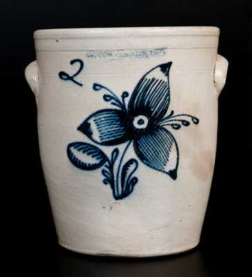F. STETZENMEYER. / ROCHESTER. N.Y. Stoneware Jar w/ Cobalt Floral Decoration