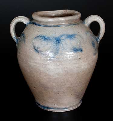 Kemple, Ringoes, New Jersey Stoneware Jar w/ Pomegranate Decoration, c1746-1795