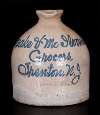 CASE'S PURE CIDER VINEGAR, / CLOVER HILL, / HUNTERDON CO., N.J. Syrup Jug w/ Trenton Advertising