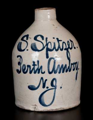 Half-Gallon Perth Amboy Stoneware Advertising Jug, att. Fulper Pottery, Flemington, NJ