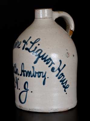 One-Gallon Perth Amboy, N.J. Advertising Jug, attrib. Fulper, Flemington, NJ