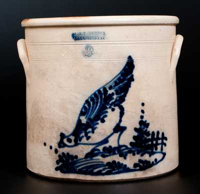 Scarce J. & E. NORTON. / BENNINGTON VT Stoneware Crock w/ Chicken Pecking Corn and Fence