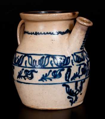 Outstanding Stoneware Batter Jug w/ Elaborate Slip-Trailed Decoration, att. Jacob Caire, Poughkeepsie, NY