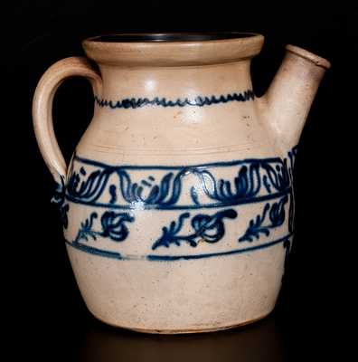 Outstanding Stoneware Batter Jug w/ Elaborate Slip-Trailed Decoration, att. Jacob Caire, Poughkeepsie, NY