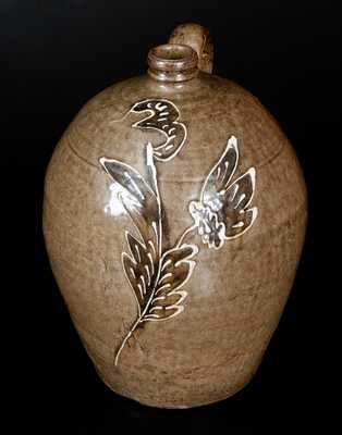Exceptional Edgefield, SC Stoneware Jug w/ Two-Colored Decoration, attrib. C. Rhodes, Shaw's Creek
