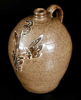 Exceptional Edgefield, SC Stoneware Jug w/ Two-Colored Decoration, attrib. C. Rhodes, Shaw's Creek