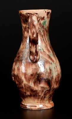 Exceptional BAECHER / WINCHESTER Polychrome Redware Handled Vase
