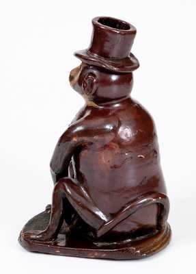 Large-Sized Stoneware Drunken Monkey Figure, Southern or Midwestern, circa 1885