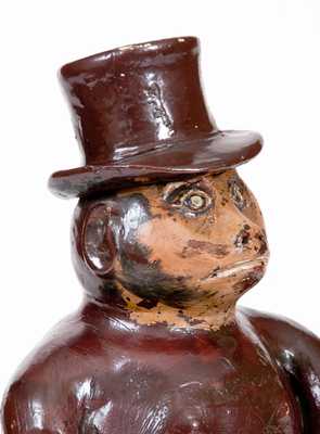Large-Sized Stoneware Drunken Monkey Figure, Southern or Midwestern, circa 1885