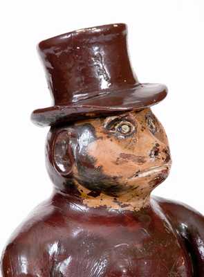 Large-Sized Stoneware Drunken Monkey Figure, Southern or Midwestern, circa 1885