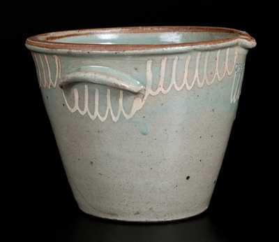 Scarce CHANDLER Edgefield, SC Stoneware Milkpan with Kaolin Slip Decoration