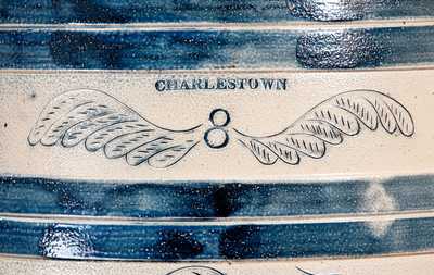 Exceptional CHARLESTOWN Stoneware Keg w/ Elaborate Incised Bird and Brushed Butterfly Decoration