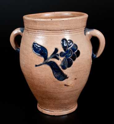 Stoneware Jar with Very Fine Incised Floral Decoration, Manhattan, circa 1800