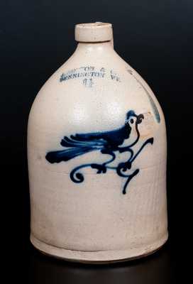 J. NORTON & CO / BENNINGTON VT Stoneware Jug with Cobalt Bird Decoration