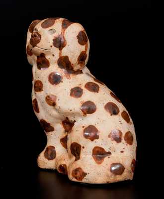 Spot-Decorated Stoneware Spaniel Doorstop, Midwestern origin, c1885