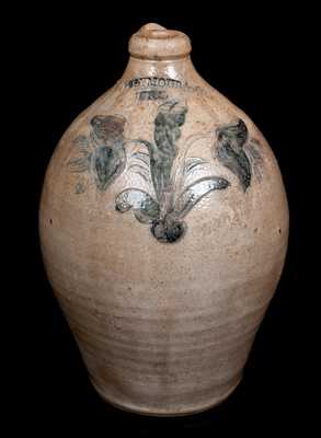 Fine I. SEYMOUR & CO. / TROY Stoneware Jug w/ Incised Floral Decoration, c1823-28