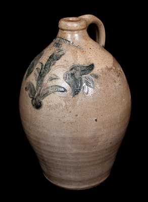 Fine I. SEYMOUR & CO. / TROY Stoneware Jug w/ Incised Floral Decoration, c1823-28