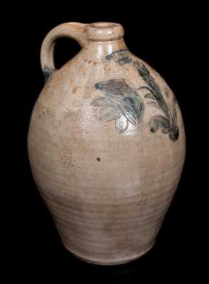 Fine I. SEYMOUR & CO. / TROY Stoneware Jug w/ Incised Floral Decoration, c1823-28