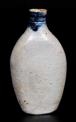 Scarce Stoneware Flask with Cobalt Floral Decoration, Eastern U.S. origin, circa 1820-30