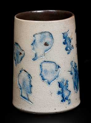 Rare 1900 Stoneware Yale Mug w/ Impressed Figural Designs, Yale University, New Haven, CT