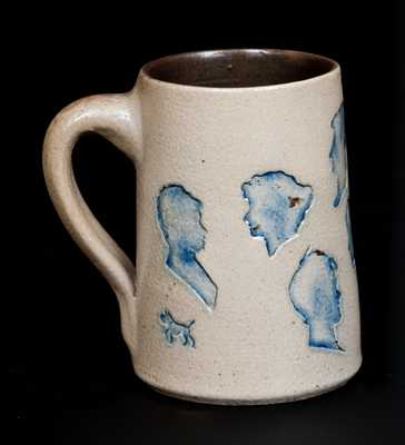 Rare 1900 Stoneware Yale Mug w/ Impressed Figural Designs, Yale University, New Haven, CT