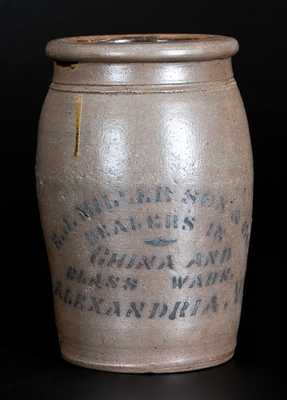 Half-Gallon E.J. MILLER & CO. / ALEXANDRIA. VA Stoneware Jar, Western PA origin