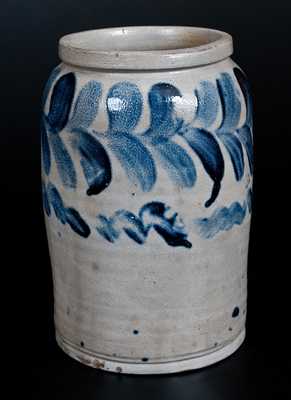 One-Gallon H. MYERS, Baltimore (Henry Remmey) Stoneware Jar w/ Cobalt Foliate Decoration