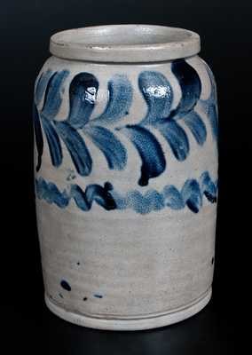 One-Gallon H. MYERS, Baltimore (Henry Remmey) Stoneware Jar w/ Cobalt Foliate Decoration