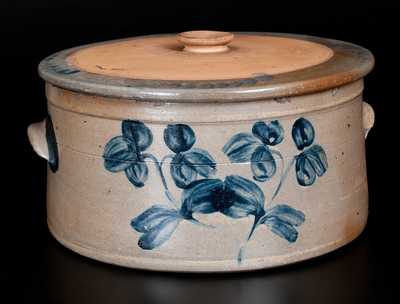 Cobalt-Decorated Stoneware Cake Crock with Lid, Baltimore, MD origin