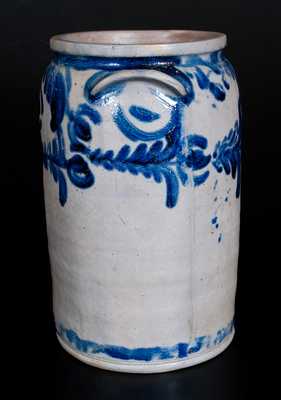 3 Gal. Baltimore Stoneware Jar w/ Cobalt Floral Decoration