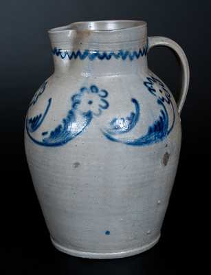 Scarce Baltimore Stoneware Pitcher with Slip-Trailed Floral Decoration, c1820