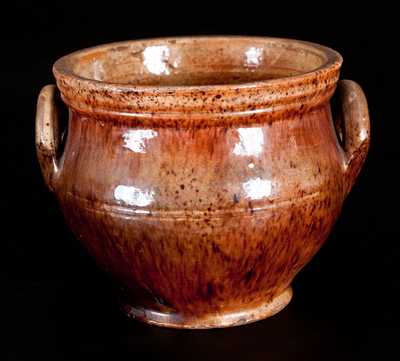 Shenandoah Valley Redware Sugar Bowl, attrib. Anthony Baecher, Winchester, VA, circa 1880