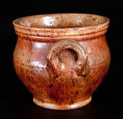 Shenandoah Valley Redware Sugar Bowl, attrib. Anthony Baecher, Winchester, VA, circa 1880