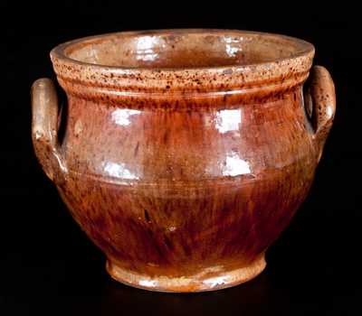 Shenandoah Valley Redware Sugar Bowl, attrib. Anthony Baecher, Winchester, VA, circa 1880