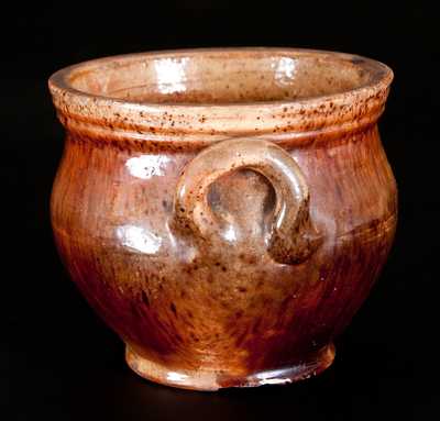 Shenandoah Valley Redware Sugar Bowl, attrib. Anthony Baecher, Winchester, VA, circa 1880