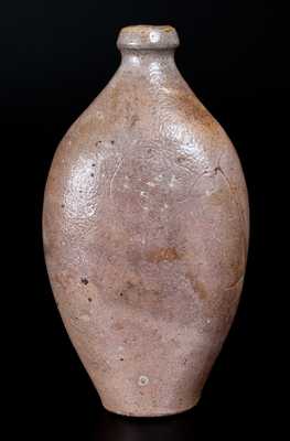 Rare Stoneware Flask w/ Incised Bird and Foliate Decorations, Northeastern U.S., circa 1820