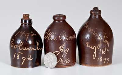 Three Miniature Stoneware Jugs, attrib. Norton Pottery, Bennington, VT