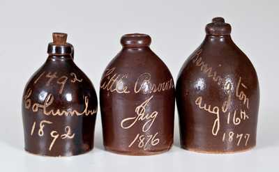 Three Miniature Stoneware Jugs, attrib. Norton Pottery, Bennington, VT