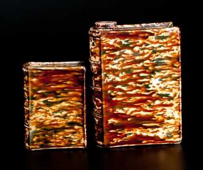 Two Bennington Flint-Enamel-Glazed Book Flasks