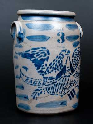 Fine EAGLE POTTERY (James Hamilton, Greensboro, PA) Three-Gallon Stoneware Jar