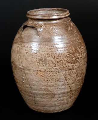 Very Unusual Isaac E. Gay, Kershaw County, SC Alkaline-Glazed Stoneware Jar