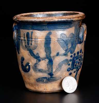 Rare Ohio Miniature Salesman's Sample Stoneware Jar w/ Floral Decoration and Brushed 