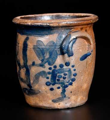 Rare Ohio Miniature Salesman s Sample Stoneware Jar w/ Floral Decoration and Brushed