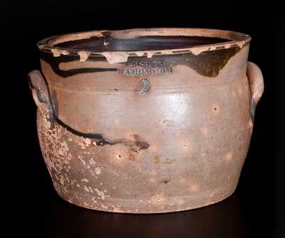 Rare E. BISSETT / WASHINGTON New Jersey Stoneware Spouted Milkpan