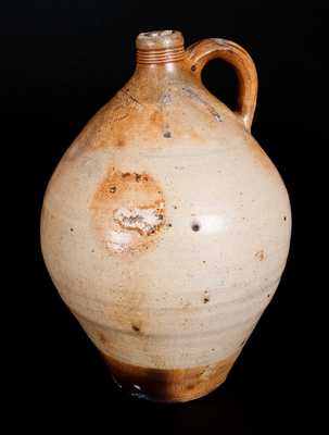 2 Gal. CHARLESTOWN (Mass.) Stoneware Jug with Impressed Hearts Decoration