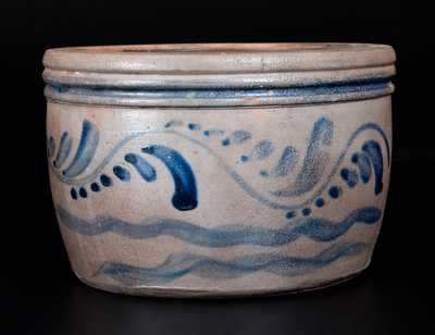 Western PA Stoneware Bowl with Cobalt Vine Decoration