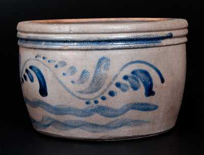 Western PA Stoneware Bowl with Cobalt Vine Decoration
