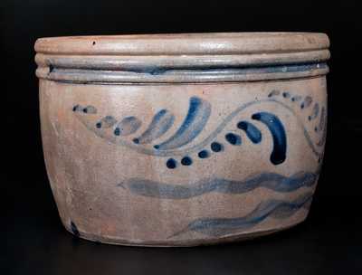 Western PA Stoneware Bowl with Cobalt Vine Decoration