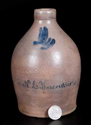 Unusual One-Quart Stoneware Jug Inscribed 