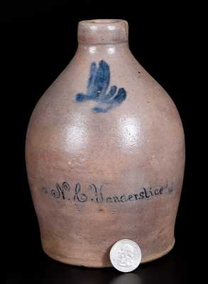 Unusual One-Quart Stoneware Jug Inscribed "N. C. Vanderslice"